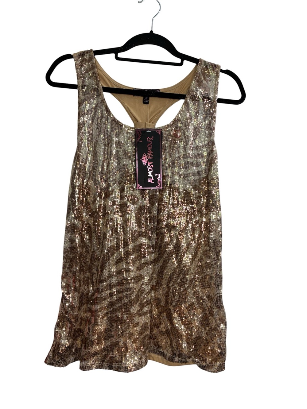 Almost Famous Metallic Gold Sequin Tank Top